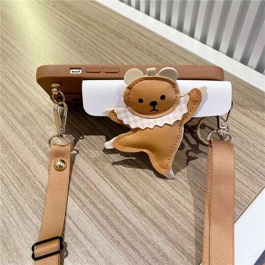 Lieehaen Xiaomi mobile phone case briquettes doll coin purse protective cover trendy men and women strap crossbody Internet celebrity couple style all-inclusive anti-fall plush doll brown - jumping bear card holder - crossbody rope exclusive for Xiaomi 11