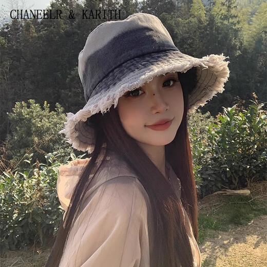 CHANEELR / KARITH sun protection hat for women 2025 new summer denim big head circumference sun hat birthday niche gift for girlfriend and wife black single size