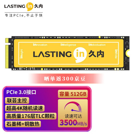 Disque dur SSD LASTINGIN interface M.2 (protocole NVMe) ordinateur de bureau PCIe à quatre canaux disque dur PS5 série i35 512G 3500 M/S particules TLC