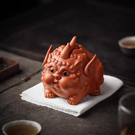 Winter Mist Purple Sand Pixiu Tea Pet Ornaments Boutique Handmade Wealth-Bringing Ornaments for Growing Tea and Playing Tea Tables Tea Table Ornaments Tea Accessories Gift Boxes Purple Sand Pixiu-Zhu Ni