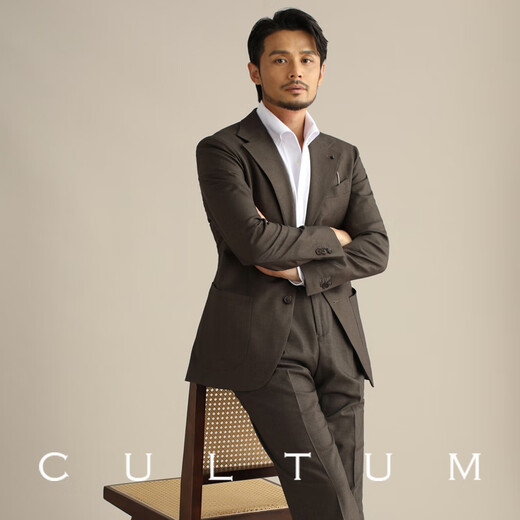 CULTUM Italian Naples suit men's business formal suit gentleman's casual groom's wedding suit three-piece suit linen brown three-piece suit 170B /48B
