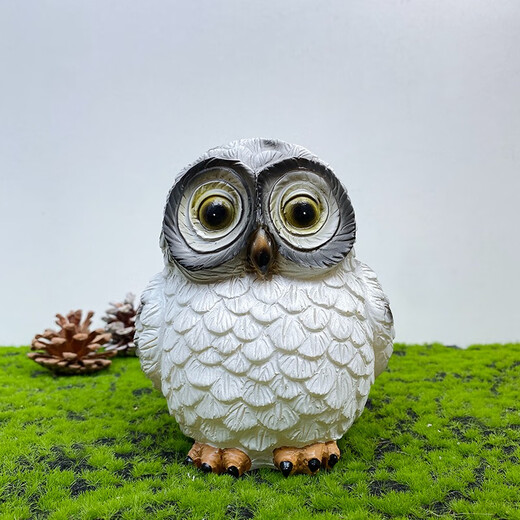 Shiyan Solar Garden Light Creative Simulation Zoo Forest Ornament Garden Landscape Light Outdoor Waterproof Decorative Light White Round Owl