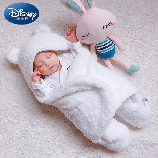 Disney (Disney) baby blanket newborn autumn thickened blanket newborn baby anti-jump swaddle 0-3-6 months supplies blanket lambswool white 9M (3-6) months