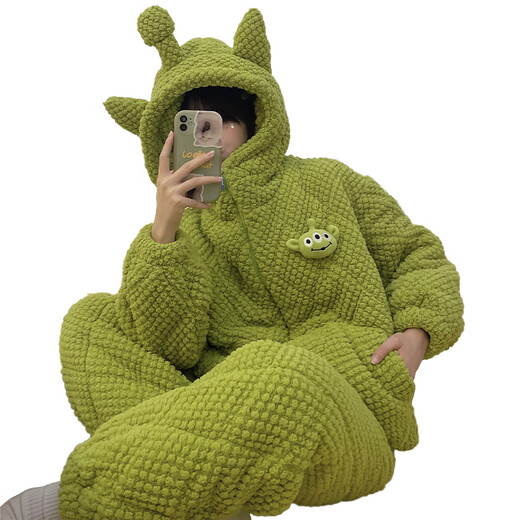 Dessin animé pyjamas mignon pour les femmes avec un coton à trois couches et un corail d'hiver en velours en velours à capuche à capuche à capuche à capuche MNQ Cotton # 6624 Kulomi [Ajouter du coton épaissi] M Recommandation féminine 80-100jin [Jin est égal à 0,5 kg]