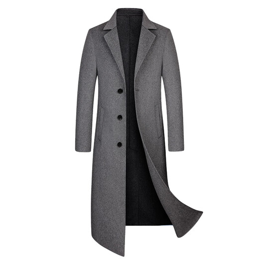 Pierre Cardin High-End New Herren-doppelseitige Schafe. Samtmantel Männer ausgedehntes überkneeges Wollgrabenschicht grau 175/l