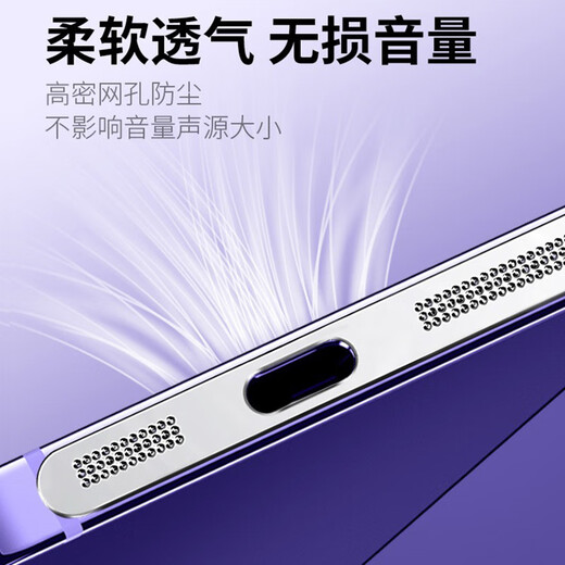 Customized Apple iphone17proMax/Air/16pro/15plus/14pro/13/12 dustproof net dustproof sticker mobile phone speaker charging port integrated metal sticker black round integrated dustproof net 2 pieces + charging port black anti-lost dust plug universal for iPhone 12/13/14 series