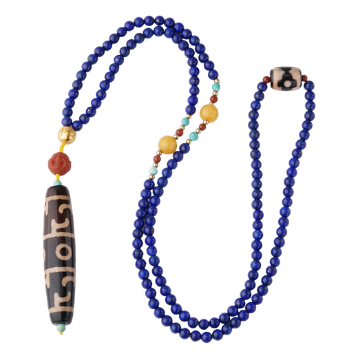 Potala Palace Three-Eyed Padmasambhava Dzi Bead Pendant Southern Red Transfer Bead Lapis Lazuli Necklace for Men and Women as Birthday Gift for Boyfriend