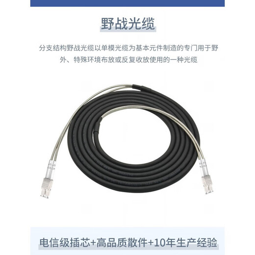 辉宏时代室外铠装野战光缆光纤跳线FC/LC/SC单模万兆2芯4芯双芯多模铁塔通信基站抢修野外拉远防水光纤线 LC-LC单模双芯铠装野战光缆 3米