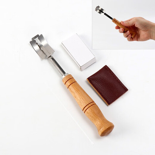 Cangtian Oubao baguette cutting knife trimming knife log handle dough scraper bread cutter household DIY baking tools log handle with 5 ordinary blades (boxed)