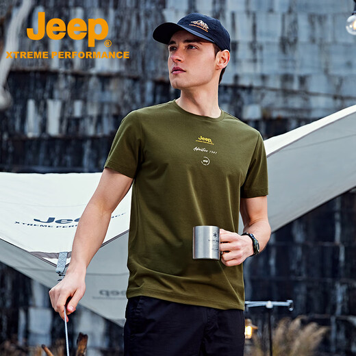 Jeep outdoor casual short-sleeved pullover T-shirt labor insurance suit J322094511 military green 4XL