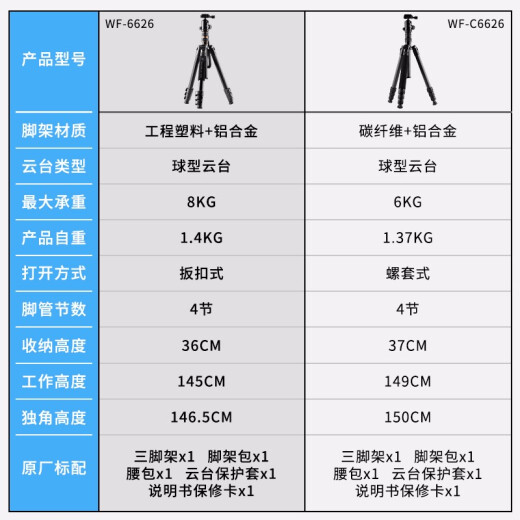 伟峰6626三脚架铝合金单反数码相机支架 便携 旅游脚架三角架 WF-6626