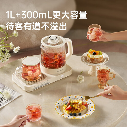 Jinzheng multifunctional fully automatic large-capacity health kettle 1 liter insulated water boiling new office home tea kettle sprayer tea kettle glass constant temperature hot water kettle 316 stainless steel stewing and warming drinks two-in-one with sprayer 1L +0.3L