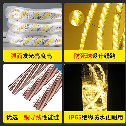 Fanyao Super Bright LED Light Strip Outdoor Waterproof Sun Protection Engineering Lighting Indoor Ceiling 52 Beads/M-White Light-100 Meters