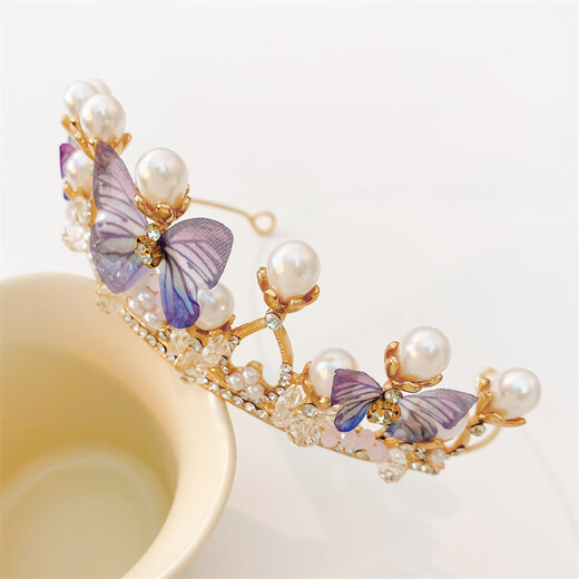 Chimera (CHIMERA) butterfly beaded crown headband children girls princess performance headband headdress birthday gift girl