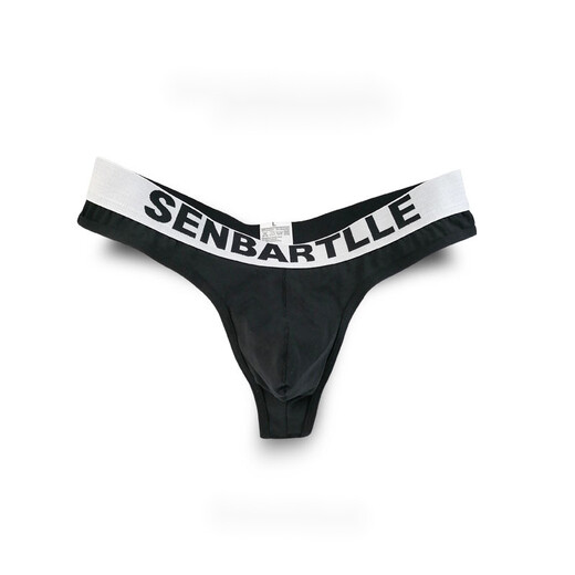 ROSELEX confidential delivery men's thong cotton simple t-pants seamless sexy low waist U convex large bag comfortable black M