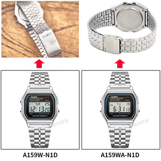 Casio (CASIO) sports waterproof retro classic small square student men and women small silver brick small silver block silver A159WA-N1D