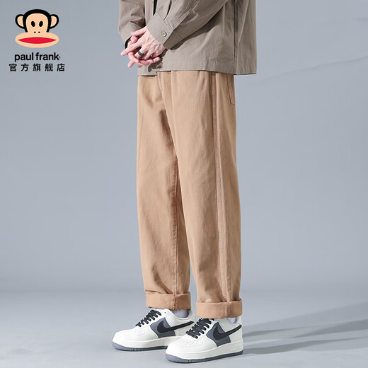 大嘴猴（paul frank）纯棉休闲裤男秋季新款潮牌宽松直筒男裤新款百搭裤子美式潮流长裤 9215H卡其色【官方正品】 XL【建议130-150斤】