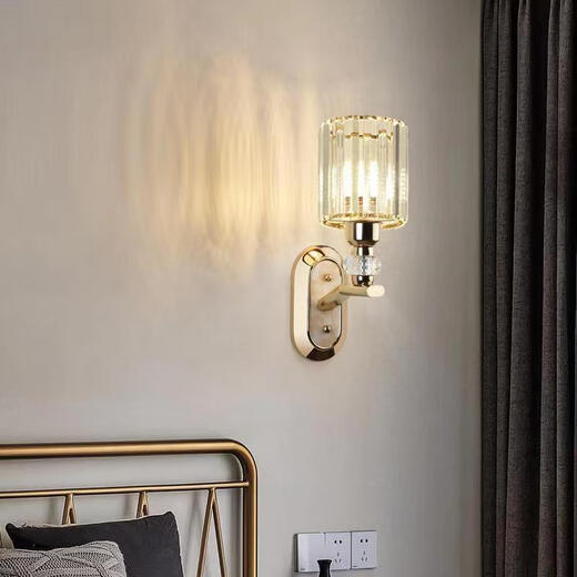 Ganxin new modern minimalist bedroom bedside lamp light luxury crystal wall lamp living room study corridor aisle stairwell lamp 11 models with LED three-color light 12W