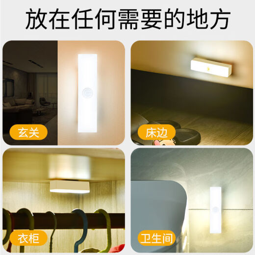 Laiji student dormitory night light bedroom lamp night table lamp sleep USB unplugged rechargeable bedside small lamp strip 10cm three-color light + stepless dimming [currently half price] send one (free data cable)