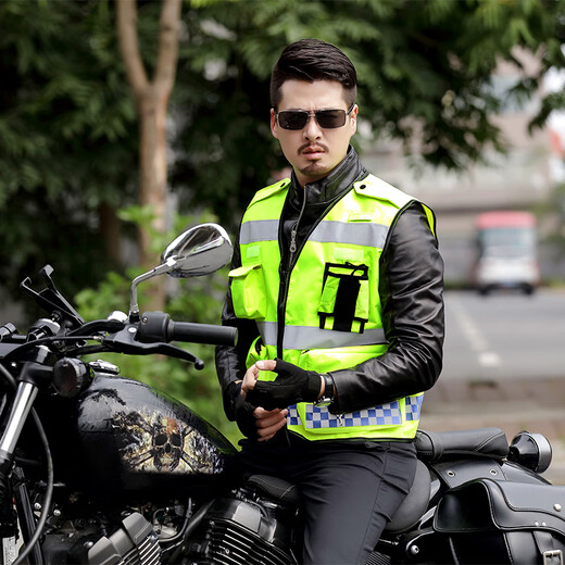 Customized reflective vest vest motorcycle riding clothing mesh breathable multi-functional multi-pocket road construction safety clothing customized mesh breathable fluorescent yellow M