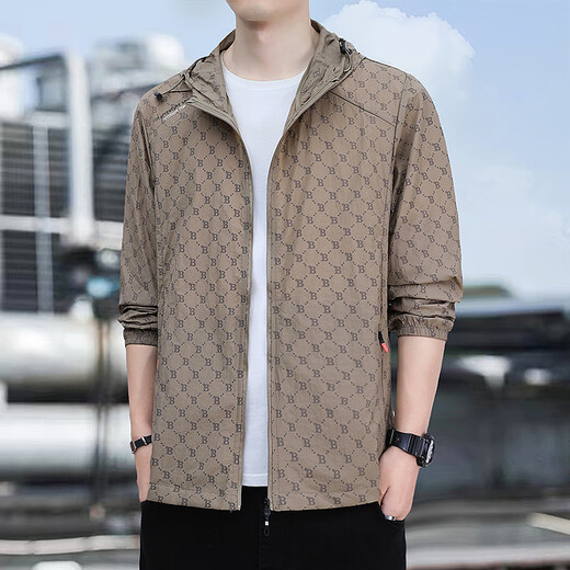 Ropa solar de carpintería de carpintero para hombres de color delgado de hielo de verano para hombres transpirables para el viento al aire libre para hombres de pesca para hombres con protector solar 319 gris claro xxl [recomendado 140-160jin [Jin iguala 0.5 kg]]]
