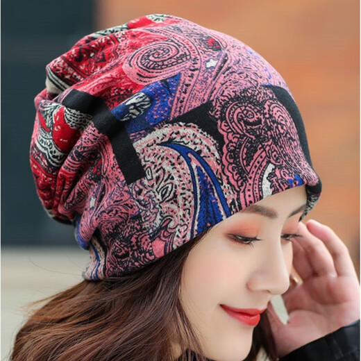 Sorte Schal Nackenschalkopf Hut Herbst und Winter Frauen Maskenhalle Halshülle Twisted Hals Schutz graue rote Blüten