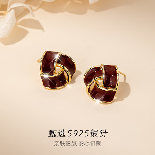 Qlady red oil dripping geometric earrings for women 2024 new retro autumn and winter earrings feminine earrings high-end gift