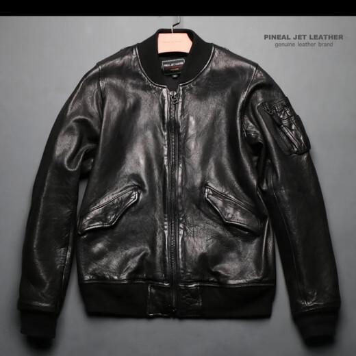 2022 Men's Japanese MA-1 Retro Ame Kaba First Layer Sheepskin Spring and Autumn Leather Jacket XL 165Jin Jin is equal to less than 0.5kg