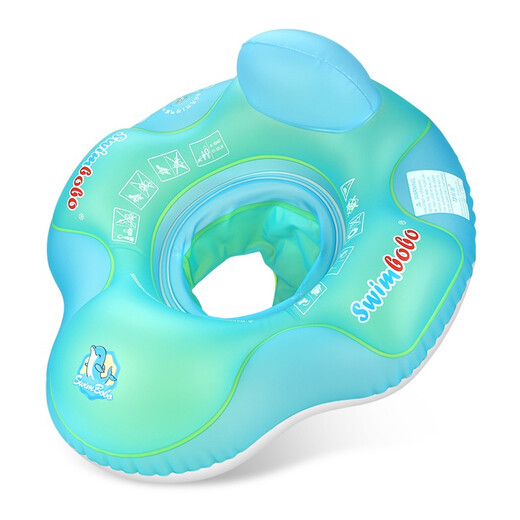 swimbobo儿童游泳圈防侧翻男女童坐圈 小孩充气浮圈安全坐圈儿童游泳装备 蓝色S(0-2岁 12-30斤宝贝）