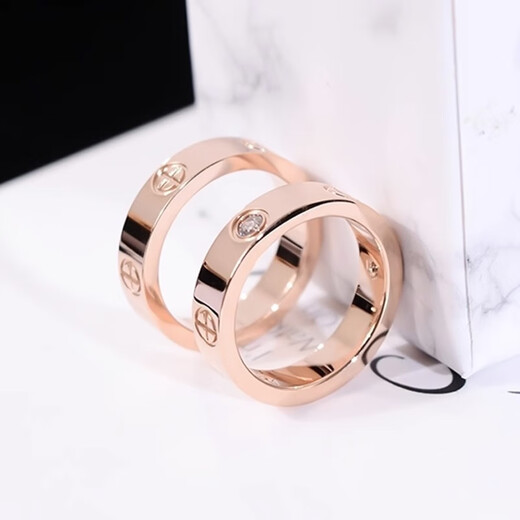 DL 1998 Fat Donglai same style rose gold pair ring AU750 color gold ring men and women 18K couple diamond ring rose gold diamond men's ring please note the code number when ordering