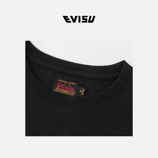 Evisu Fu Shen 2025 Sommer Neues Produkt für Männer und Frauen gleiche Stil, modische, lässige und modische Sportmarke Kurzärärmelt-T-Shirt, Black XL [Lose Effekt erfordert 1-2 Größen]