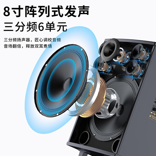 CHIGO square dance Bluetooth speaker subwoofer outdoor large volume outdoor karaoke sound card audio playing and singing 15-inch flagship version + wireless microphone X2