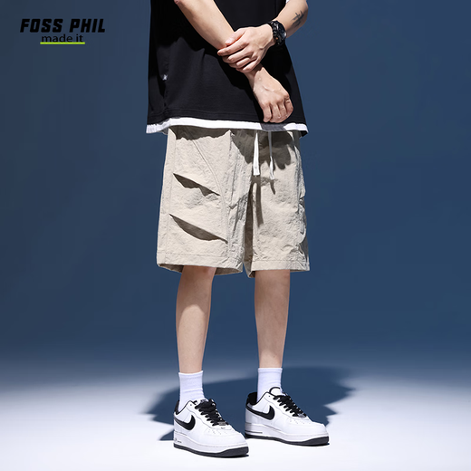 
Foss Phil shorts men's summer workwear trendy casual ice silk mid-pants loose sports five-point pants 9906 khaki 2XL