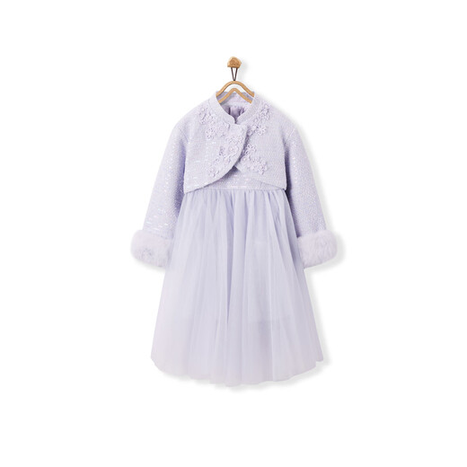 MiniPeace Children's Winter Women's Dress F2FAE4220 Light Soft Purple 130 cm