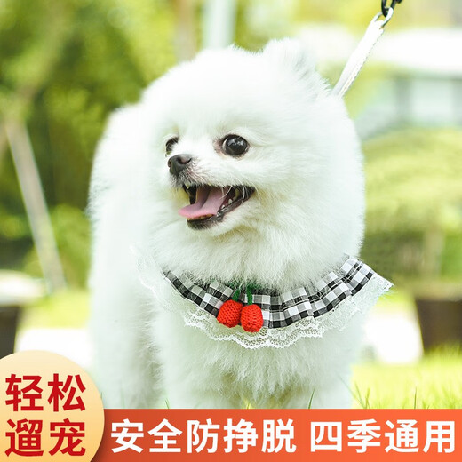 拉维佩特（LOVINGPET） 狗狗牵引绳胸背带 可调节泰迪狗绳子小型犬牵引绳幼犬猫咪牵引绳 粉色 S 3-8斤左右 胸围30-50cm