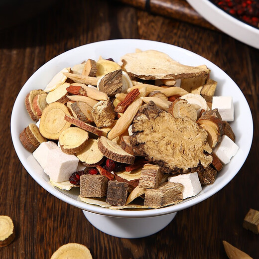 
The proportion of the original prescription of Wen Xiaoshu Santong Decoction Chinese medicinal materials ginseng Chuanxiong Ophiopogon japonicus danshen and kudzu root Schisandra chinensis Poria cocos cinnamon twig [7 bases 693 grams] Santong Decoction