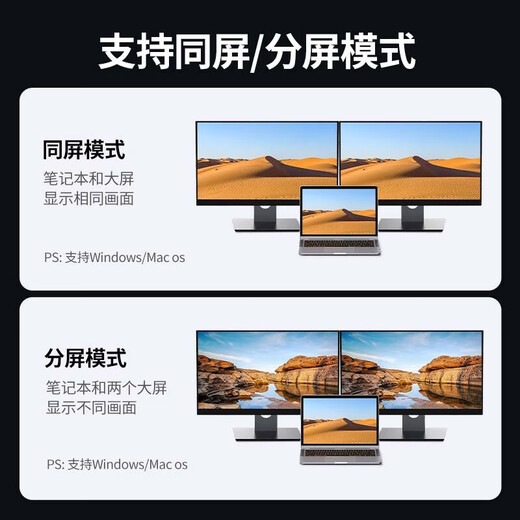 Type-C拓展坞雷电3/4扩展坞USB-C转HDMI分线器转接头 适用MacBoo 10合1HDMI+VGA+网卡+音频15601