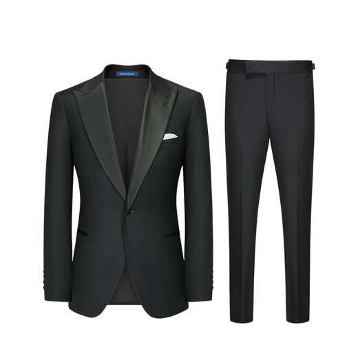 Guillaume de Mons Aojia Tuxedo Wool Suit Complete Set Men's Black Groom Wedding Dress Host Banquet Suit Men's Black Top + Pants + Vest 48