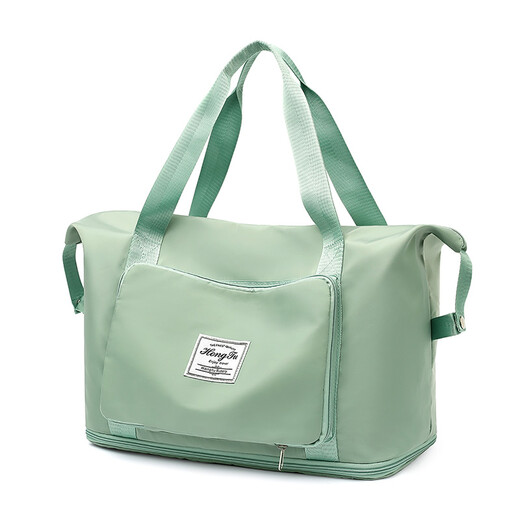 Kamika large capacity hand-held travel bag for women's luggage bag short-term travel bag for delivery bag shoulder travel bag folding duffel bag gray-green 36L expandable capacity