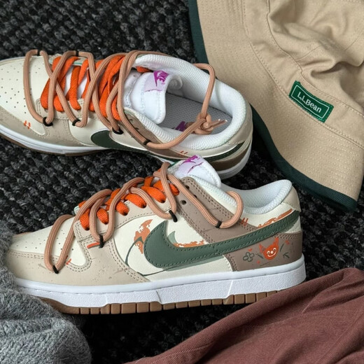 Nike (NIKE) custom shoes Dunk Low Fox's summer graffiti children's fun beige brown low-top shoes without return FD9922-151 Fox's summer custom style not 36.5
