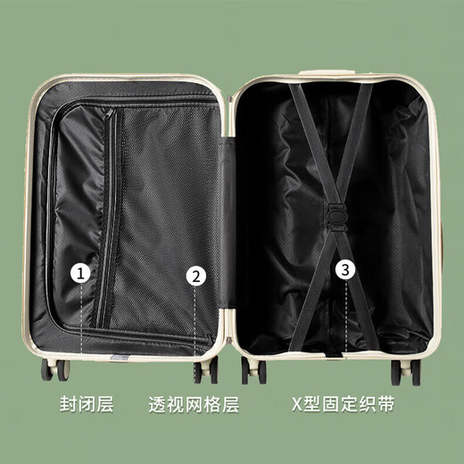 花瞳行李箱女小清新拉杆箱学生旅行箱男万向轮密码箱登机箱皮箱 奶白色【升级多功能】加厚款 20英寸 【可登机】无侧提挂钩