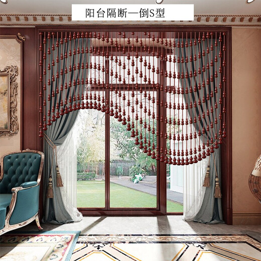 Curtain transports peach wood gourd bead curtain crystal bedroom door curtain partition porch aisle toilet without hole drilling curtain living room balcony 21 arc shapes (suitable for 0.6-0.8 meters width)