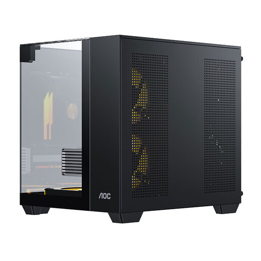 AOC星海CG389黑色 游戏电脑主机海景房机箱 三面玻璃/无立柱/支持MATX/5风扇位/3D立体全景/左右分仓