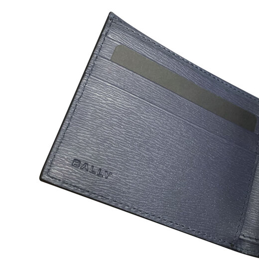 
BALLY men's wallet new cowhide bifold short wallet photo clip card wallet wallet for boyfriend 6305290 dark blue + palladium