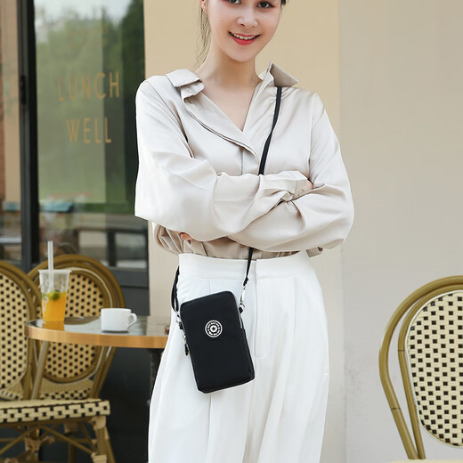 Ye Yu is suitable for 2 zipper mobile phone bag, shoulder bag, crossbody bag, arm bag, women's casual small bag, large capacity, mobile phone, money, keys, sports, black #2 zipper