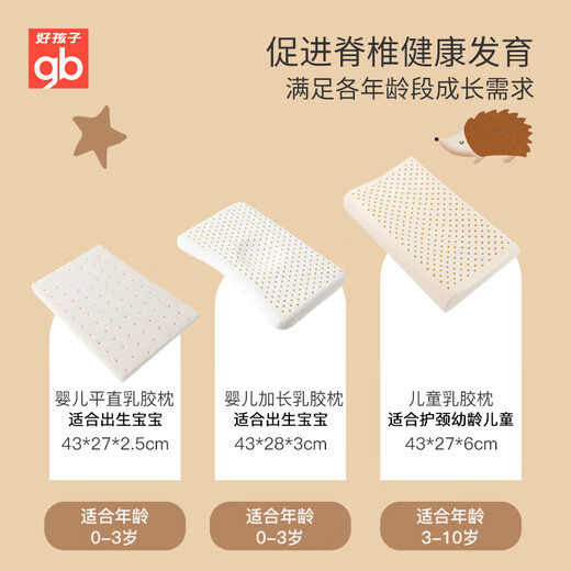 Goodbaby (gb) Children's Latex Pillow Kindergarten Newborn Baby Soothing Pillow Baby Shaping Pillow 0-1-3-6-12 Years Old Four Seasons 0-3 Years Old Infant Model Pure Blemish Powder Natural Latex Infant Class A Standard/Gift Bag