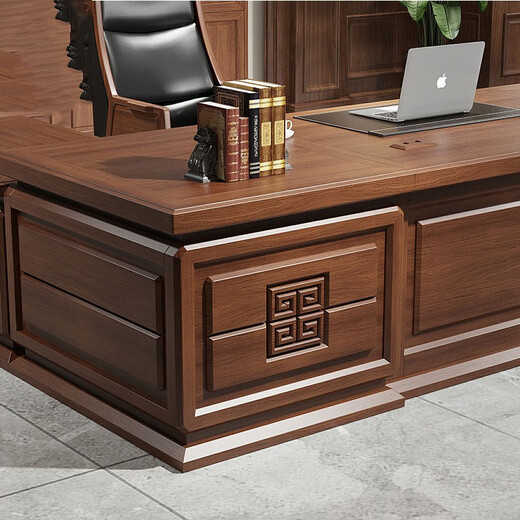 TONGTA Light luxury boss desk office desk solid wood new Chinese style high-end office desk and chair combination bookcase executive desk high-end boss office furniture 3.6m file cabinet 3600*420*2150