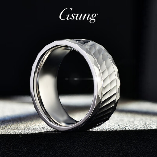 GsunG platinum ring men's new laser multi-faceted ring elegant and shiny platinum ring men's and women's wide-faced ring. Priced by gram. Contact customer service before bidding for gold price.