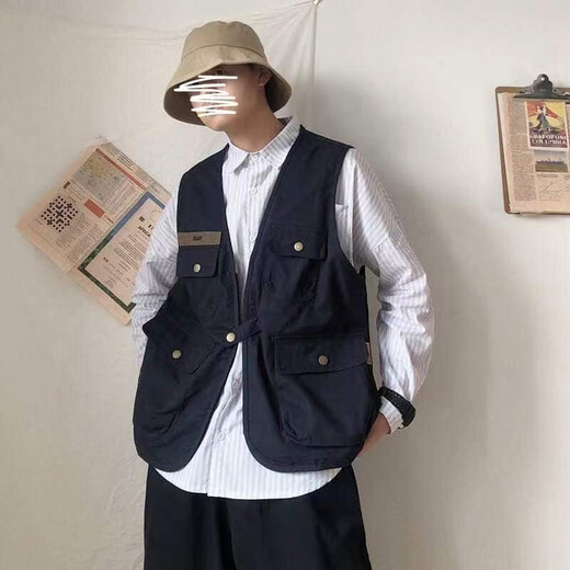 
Didisha Japanese retro work vest men's summer thin loose multi-pocket layered jacket sleeveless vest vest men's trendy B14 work vest [khaki] 3XL