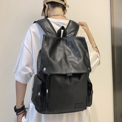 Men and girls are carrying computer backpacks and trendy backpacks for men and women who are easy to care for leather fashion trendy college students' schoolbags and computer bags travel backpacks ins trendy cool white 246
